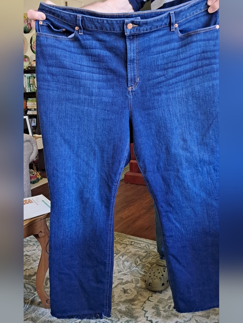 L.L. Bean Blue Denim Jeans with Brown Leather Patch